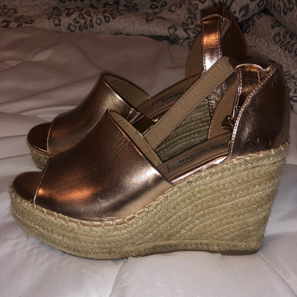 Rose Gold Steve Madden Espadrille Wedges
